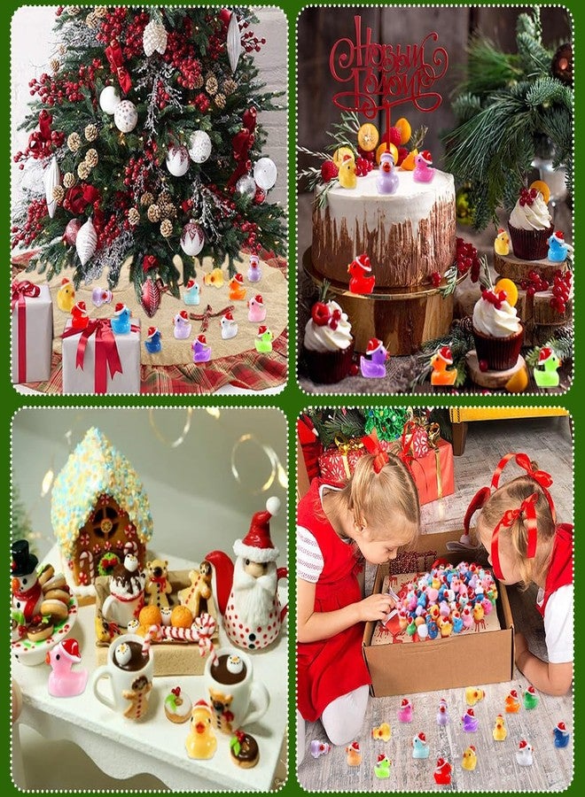 DULEFUN 100pcs Christmas Mini Ducks Statue, 14 Colors Tiny Small Little Resin Duck to Hide Miniature Statues for Xmas Winter Dollhouse Micro Fairy Garden Decoration - Image 4